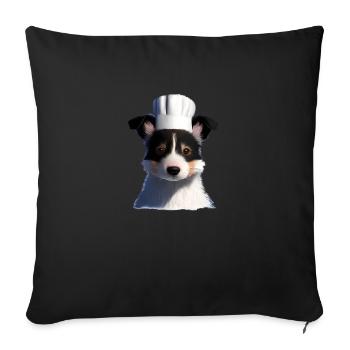 Border Collie Chef’s Hat Dogs Cooks Dog Lovers - Housse de coussin décorative 45 x 45 cm - noir - Devant