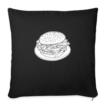 hamburgers, restauration rapide, barbecues, cheeseburgers - Housse de coussin décorative 45 x 45 cm - noir - Devant