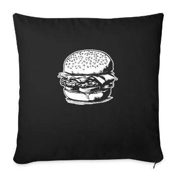 hamburgers, restauration rapide, barbecues, cheeseburgers - Housse de coussin décorative 45 x 45 cm - noir - Devant