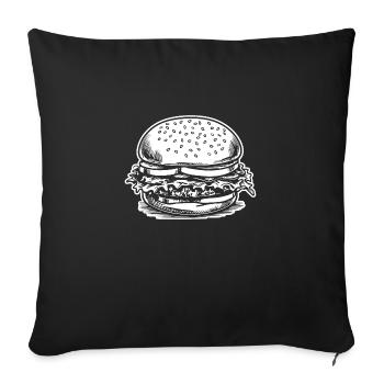 hamburgers, restauration rapide, barbecues, cheeseburgers - Housse de coussin décorative 45 x 45 cm - noir - Devant