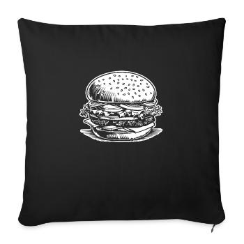 hamburgers, restauration rapide, barbecues, cheeseburgers - Housse de coussin décorative 45 x 45 cm - noir - Devant