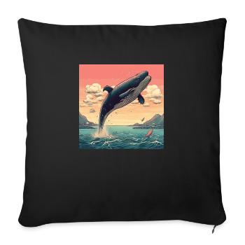 Wal springt aus dem Wasser - Sofakissenbezug 45 x 45 cm - Schwarz - Vorne