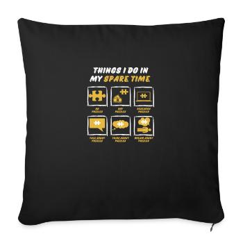 PUZZLE IN SPARE TIME - Sofa pillowcase 17,3'' x 17,3'' (45 x 45 cm) - black - Front