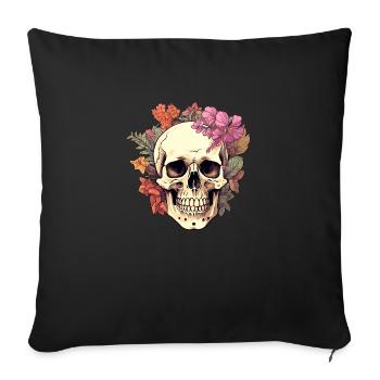Crâne botanique - Housse de coussin décorative 45 x 45 cm - noir - Devant