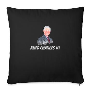 Charles 3 - Le Charles III - le roi Charles 3éme - Housse de coussin décorative 45 x 45 cm - noir - Devant