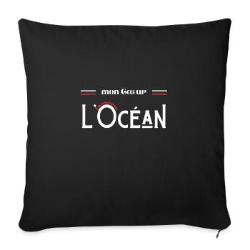 Mon cœur fait boum pour l’océan - Housse de coussin décorative 45 x 45 cm - noir - Devant