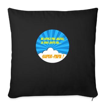 Super-papa, super-héros. Meilleur papa. BD comics - Housse de coussin décorative 45 x 45 cm - noir - Devant