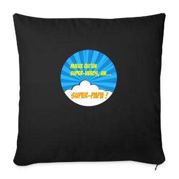 Super-papa, super-héros. Meilleur papa. BD comics - Housse de coussin décorative 45 x 45 cm - noir - Devant
