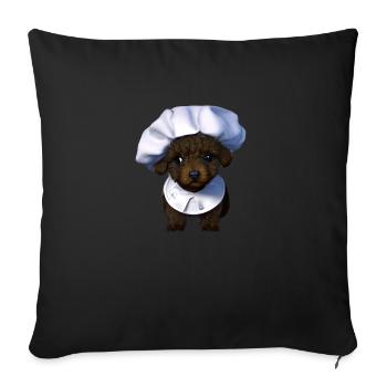 Caniche Chiot Chien Propriétaire Chien Chiot Caniche Chien Amour - Housse de coussin décorative 45 x 45 cm - noir - Devant