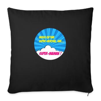 Super-maman, super-héros. Meilleure maman. BD. - Housse de coussin décorative 45 x 45 cm - noir - Devant