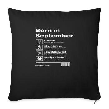 Born in September - Sofa pillowcase 17,3'' x 17,3'' (45 x 45 cm) - black - Front