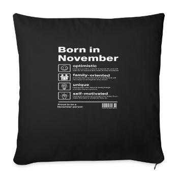 Né en novembre - Housse de coussin décorative 45 x 45 cm - noir - Devant