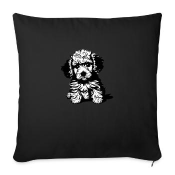 Caniche Chien Propriétaire Chien Chiot Chien Amour Caniche Chiot - Housse de coussin décorative 45 x 45 cm - noir - Devant