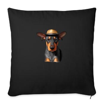 Doberman Dresseur Doberman Doberman Puppy Dog - Housse de coussin décorative 45 x 45 cm - noir - Devant