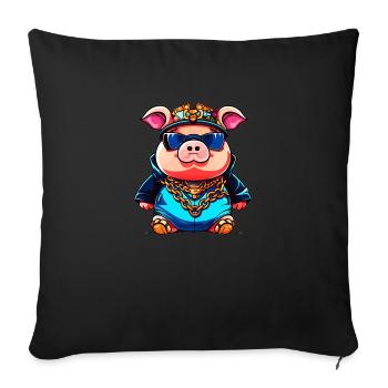 Cochon cool - Housse de coussin décorative 45 x 45 cm - noir - Devant