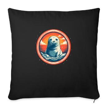 Phoque mignon - Housse de coussin décorative 45 x 45 cm - noir - Devant