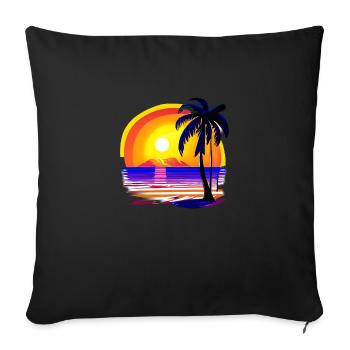 Summer Holiday Sun Palm Beach Palm Island - Sofa pillowcase 17,3'' x 17,3'' (45 x 45 cm) - black - Front