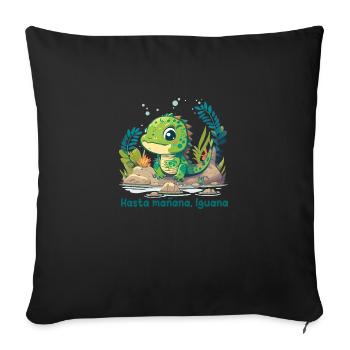 Hasta mañana, Iguana - Housse de coussin décorative 45 x 45 cm - noir - Devant