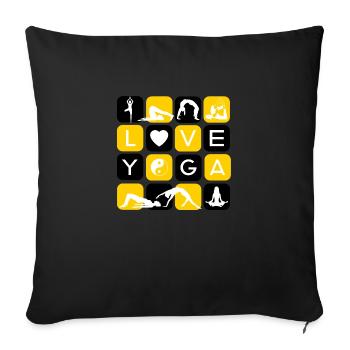J’aime le yoga lettres formes symboles chakra icône - Housse de coussin décorative 45 x 45 cm - noir - Devant