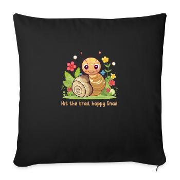 Hit the trail, happy Snail - Housse de coussin décorative 45 x 45 cm - noir - Devant