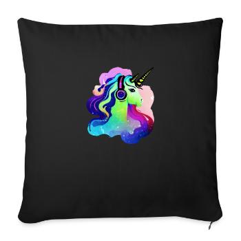 Listen to unicorn music mythical animal unicorns unicorn - Sofa pillowcase 17,3'' x 17,3'' (45 x 45 cm) - black - Front