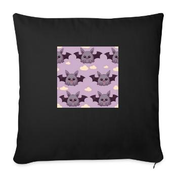 Comic Bat Adventures: Cute Bats - Sofa pillowcase 17,3'' x 17,3'' (45 x 45 cm) - black - Front