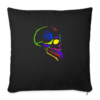 Colorful skull retro, 90's design and love of art - Sofa pillowcase 17,3'' x 17,3'' (45 x 45 cm) - black - Front