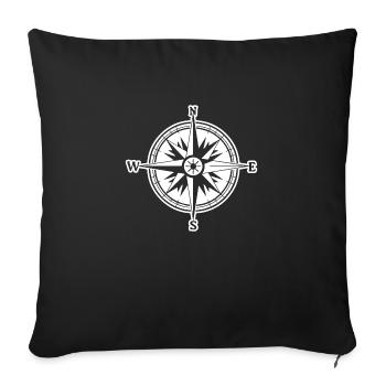 Compass Nautical Sailboat Seafarer - Sofa pillowcase 17,3'' x 17,3'' (45 x 45 cm) - black - Front