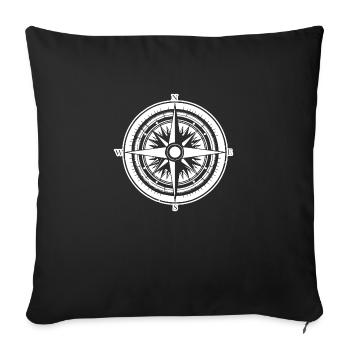 Compass Nautical Sailboat Seafarer - Sofa pillowcase 17,3'' x 17,3'' (45 x 45 cm) - black - Front