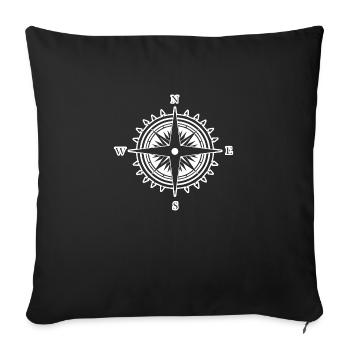 Compass Nautical Sailboat Seafarer - Sofa pillowcase 17,3'' x 17,3'' (45 x 45 cm) - black - Front