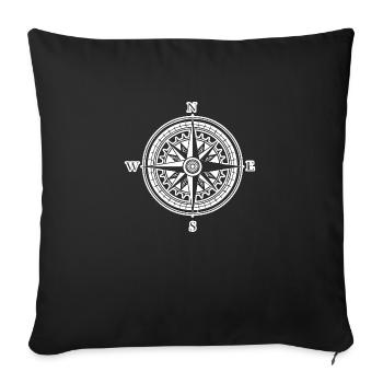 Compass Nautical Sailboat Seafarer - Sofa pillowcase 17,3'' x 17,3'' (45 x 45 cm) - black - Front