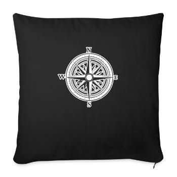Compass Nautical Sailboat Seafarer - Sofa pillowcase 17,3'' x 17,3'' (45 x 45 cm) - black - Front