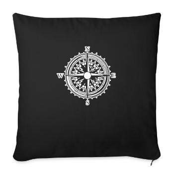 Compass Nautical Sailboat Seafarer - Sofa pillowcase 17,3'' x 17,3'' (45 x 45 cm) - black - Front