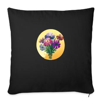 Flowers bouquet floristry - Sofa pillowcase 17,3'' x 17,3'' (45 x 45 cm) - black - Front