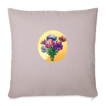 Bouquet de fleurs fleuristerie - Housse de coussin décorative 45 x 45 cm - taupe clair - Devant