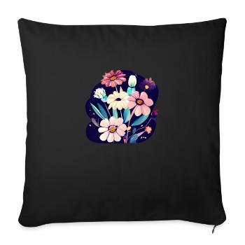 Bouquet de fleurs Fleuristerie Nature Prairie fleurie - Housse de coussin décorative 45 x 45 cm - noir - Devant
