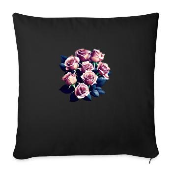 Flowers bouquet roses floristry - Sofa pillowcase 17,3'' x 17,3'' (45 x 45 cm) - black - Front