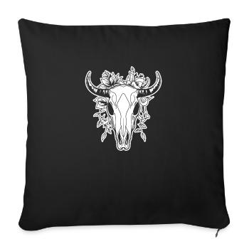 Cow Skull Boho - Sofa pillowcase 17,3'' x 17,3'' (45 x 45 cm) - black - Front