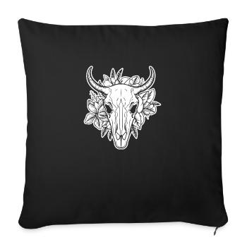 Crâne de vache Boho - Housse de coussin décorative 45 x 45 cm - noir - Devant