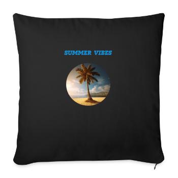 Cocotier sur la plage de sable « Summer Vibes » - Housse de coussin décorative 45 x 45 cm - noir - Devant