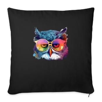 Ouzou la chouette - Housse de coussin décorative 45 x 45 cm - noir - Devant