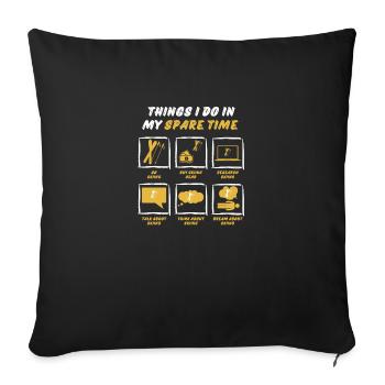 SKIING IN SPARE TIME - Sofa pillowcase 17,3'' x 17,3'' (45 x 45 cm) - black - Front