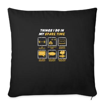 WEIGHTLIFT IN SPARE TIME - Sofa pillowcase 17,3'' x 17,3'' (45 x 45 cm) - black - Front