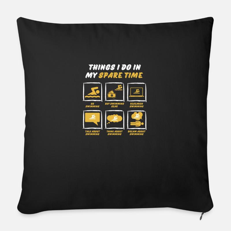 SWIMMING IN SPARE TIME - Sofa pillowcase 17,3'' x 17,3'' (45 x 45 cm) - black