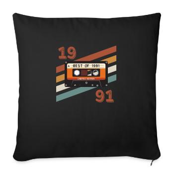 1991 retro vintage anniversary - Sofa pillowcase 17,3'' x 17,3'' (45 x 45 cm) - black - Front