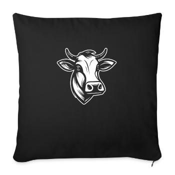 Vache Vaches Bovins Agriculture agricole - Housse de coussin décorative 45 x 45 cm - noir - Devant