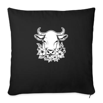 Vache Vaches Bovins Agriculture agricole - Housse de coussin décorative 45 x 45 cm - noir - Devant