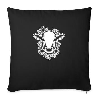 Vache Vaches Bovins Agriculture agricole - Housse de coussin décorative 45 x 45 cm - noir - Devant