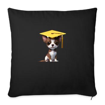 Bachelor Chihuahua Dogs Graduation Studies - Sofa pillowcase 17,3'' x 17,3'' (45 x 45 cm) - black - Front