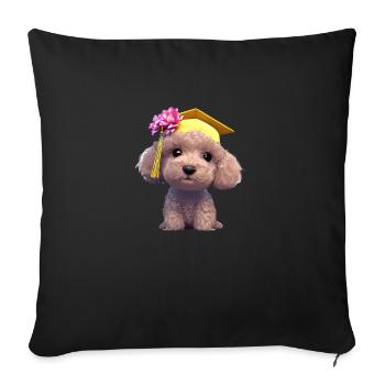 Bachelor Poodle Study Dogs Graduation - Sofa pillowcase 17,3'' x 17,3'' (45 x 45 cm) - black - Front